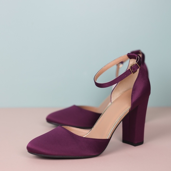 burgundy block heel shoes
